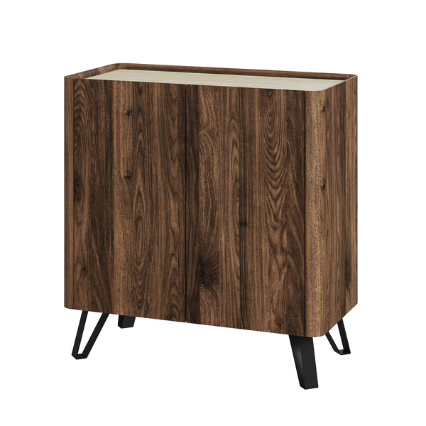 Kommode Trorlon 83x80x40 cm valnøddeoptik/travertin [en.casa]
