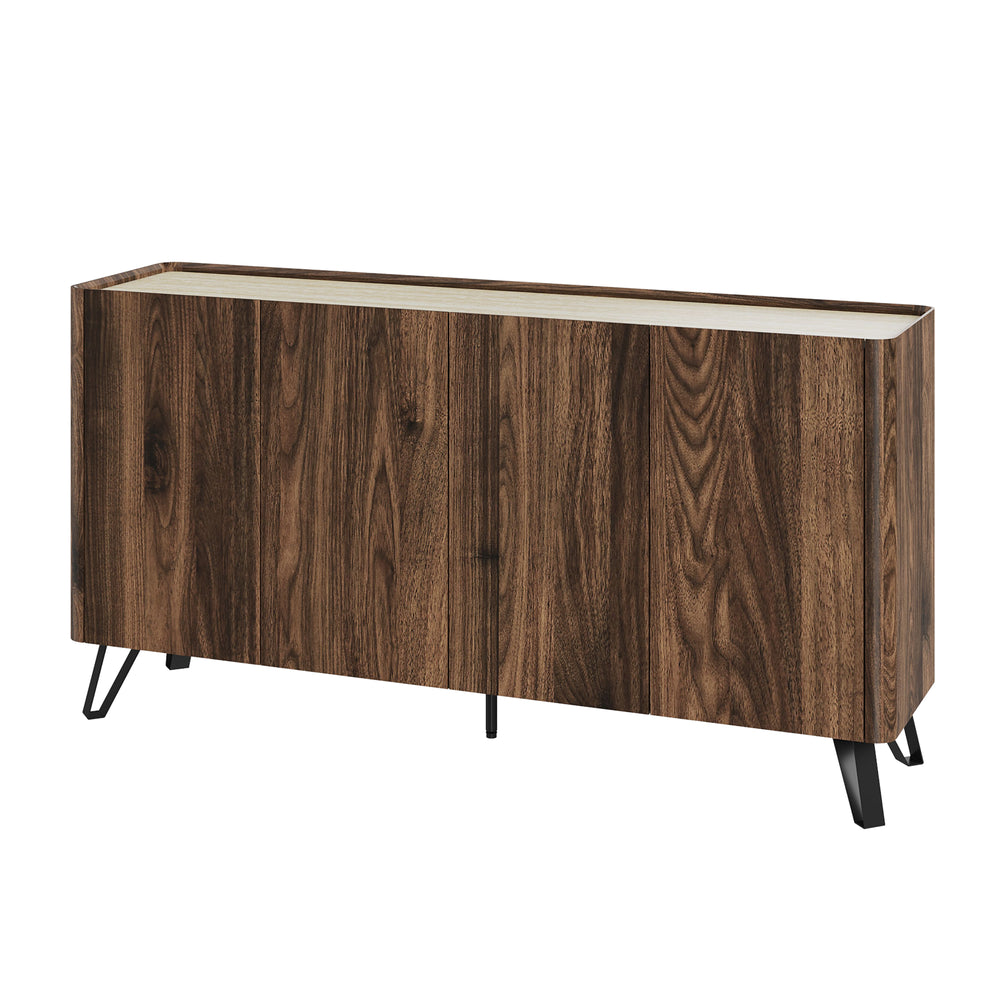Sideboard Trorlon 160x40x83 cm valnøddeoptik/travertin [en.casa]
