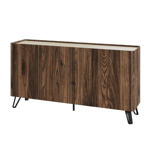 Sideboard Trorlon 160x40x83 cm valnøddeoptik/travertin [en.casa]