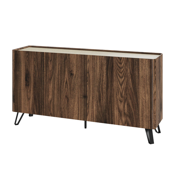 Sideboard Trorlon 160x40x83 cm valnøddeoptik/travertin [en.casa]