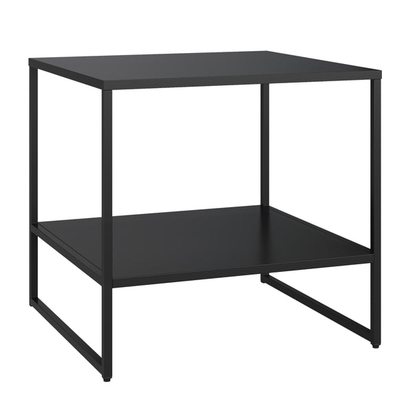 Sidebord Salsnes 53x51x51 cm med hylde stål sort [en.casa]