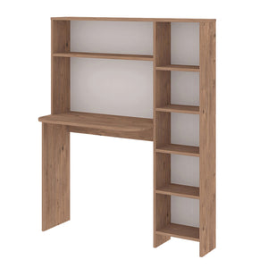 Skrivebord med hylde Onega 143x114x40 cm træfarvet [en.casa]