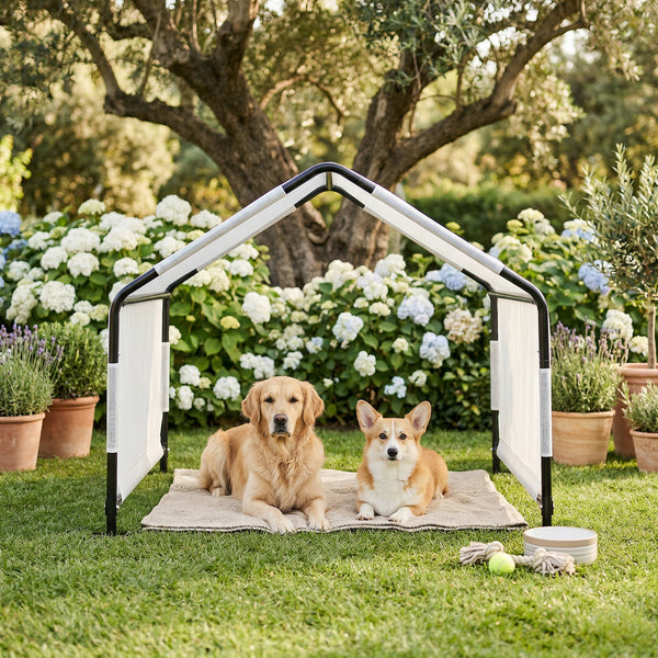 Udendørs hundetelt Valevali 122x122x90 cm Sort/Hvid [en.casa]