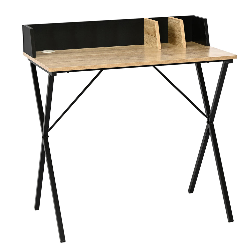 Skrivebord Kappespoo 84x80x50 cm Sort/Egeoptik [en.casa]