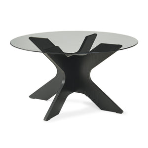 Sofabord Imi med glasplade Ø70x35 cm Sort/Grå [en.casa]