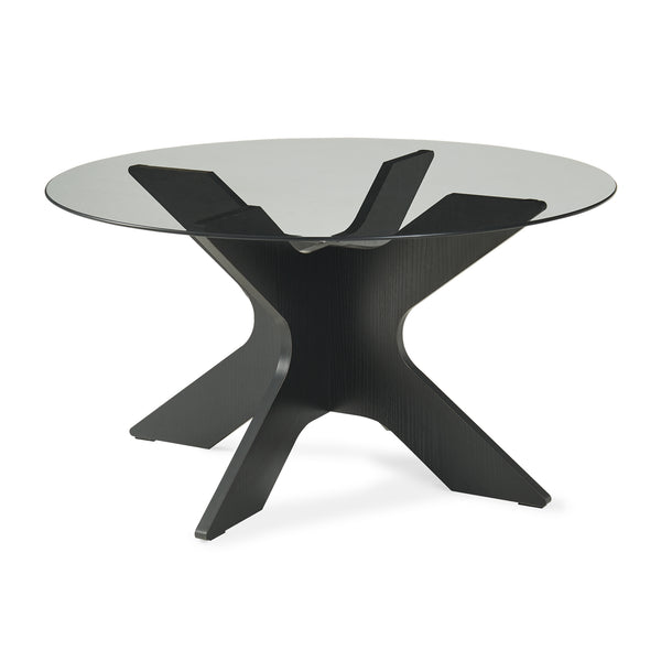 Sofabord Imi med glasplade Ø70x35 cm Sort/Grå [en.casa]