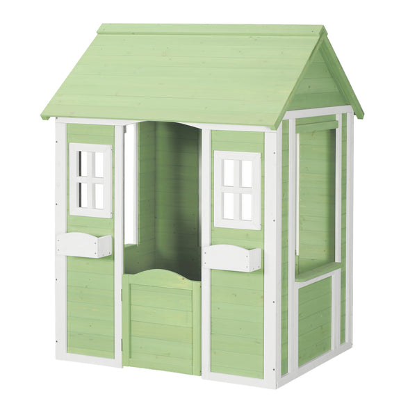 Børnehus Kuoldsvin Grantræ 144x102x90 cm Grøn/Hvid [en.casa]