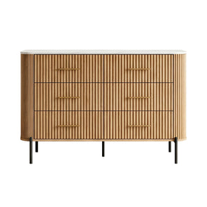 Kommode Kokunse med 6 skuffer 120x42x78 cm egetræslook [en.casa]