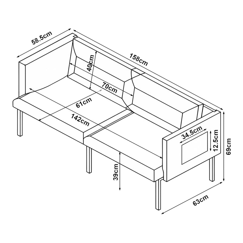 Målskitse 2-personers sofa Kamar [en.casa]