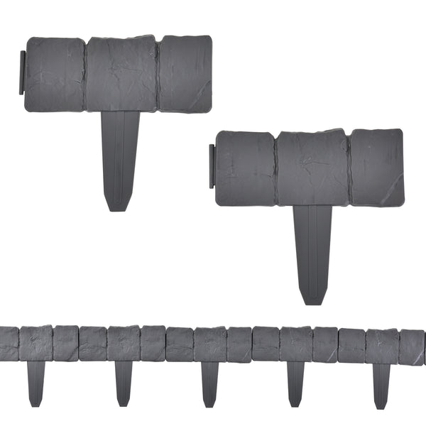 [casa.pro]® Bedkant sæt - PP - 23x25,5x2cm - sten-optik - i forskellige sæt