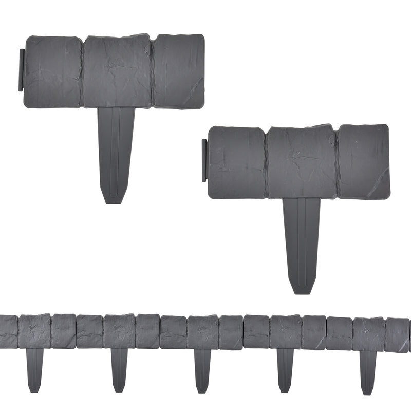 Målskitse [casa.pro]® Bedkant sæt - PP - 23x25,5x2cm - sten-optik - i forskellige sæt