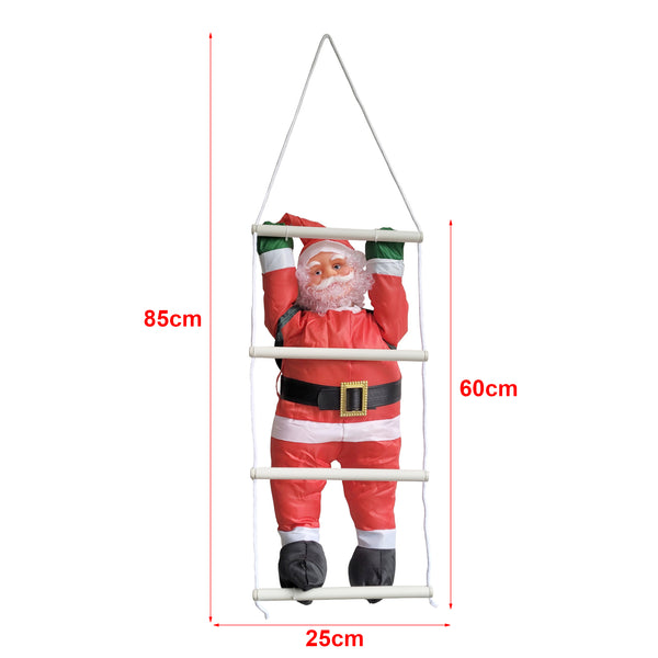 [en.casa]® Klatrende julemand med stig - 85x25cm - ophængelig