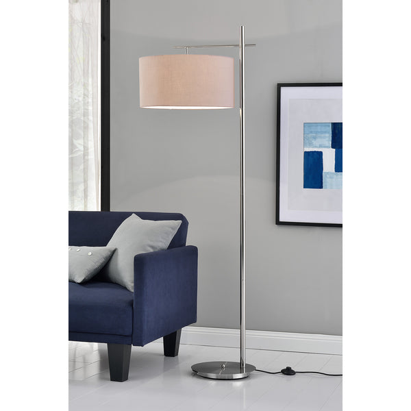 [lux.pro]® Standerlamper - London 1xE27 - 60W - Skærm: grå / lampefod: krom 