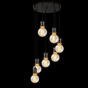 [lux.pro]® Stilig Hængelampe - 7xE27 max.60W - metal - sort/sølv