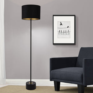 [lux.pro] Gulvlampe Apeldoorn - 1xE27, max. 60W - 157x35cm - sort / kobber - metal / flannel