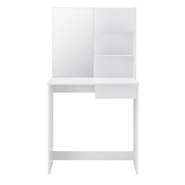 [en.casa]® Toiletbord / sminkebord med spejl og stol - 141x75x39,7cm - hvid 
