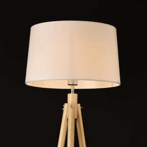 [lux.pro]® Gulvlampe Taarbæk - 1xE27 - max60W - træ - metal - tekstil - hvid