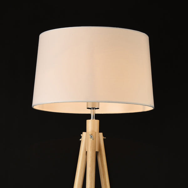 [lux.pro]® Gulvlampe Taarbæk - 1xE27 - max60W - træ - metal - tekstil - hvid