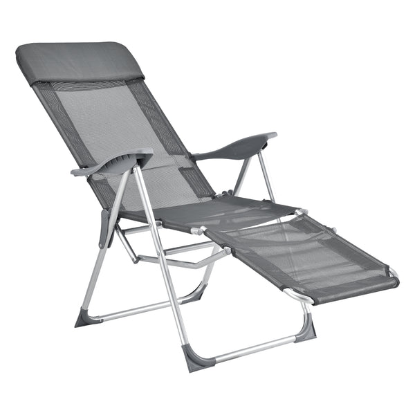 [casa.pro]® Solstol - 61x67x99 / 118cm - foldelig - mørkegrå - max130kg