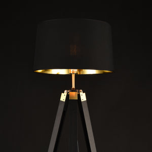 [lux.pro]® Gulvlampe Karlsbad - 1 x E27, max. 60W - linned, metal - sort - messing