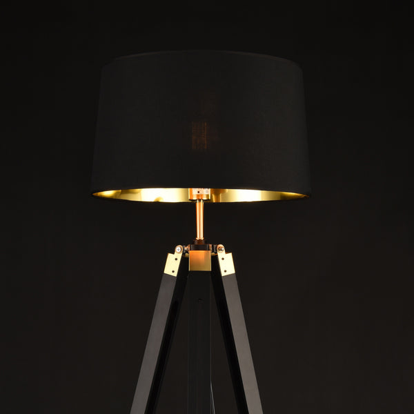 [lux.pro]® Gulvlampe Karlsbad - 1 x E27, max. 60W - linned, metal - sort - messing