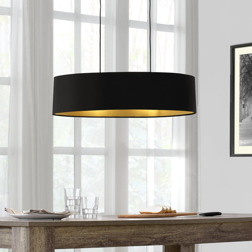 [lux.pro]® hængelampe med 2 x E27 fatning sort tekstil 132 cm