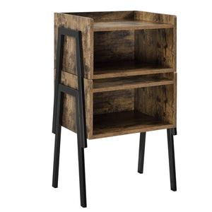 [en.casa] Stabelbart bord - 52x42x35cm - metal - spånplade - sort - træ farvet