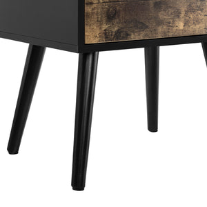 [en.casa] Stabelbart sengebord - sidebord med to skuffer - 60x40x29,5cm - fyrretræ - spånplade - træ farvet - sort