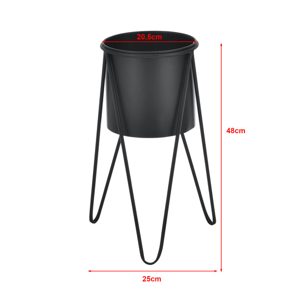 [casa.pro]® Plantestativ sæt - 2 stk. - med indbyggede krukker - 48x25cm - 70,5x32cm - Metal / sort