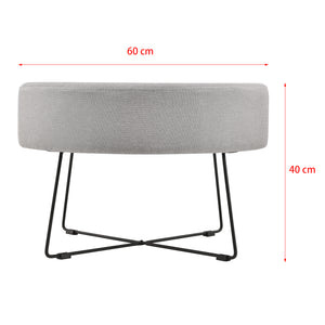 [en.casa] Sofabord - 40xØ60cm - tekstil/metal - grå/sort