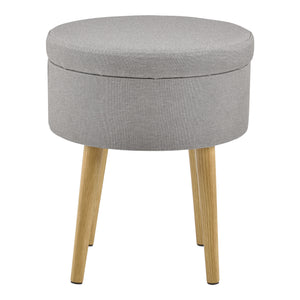 [en.casa]® sofabord - fodskammel - siddemøbel - med opbevaringsplads - 42xØ36cm - tekstil/træ - grå/træ optik