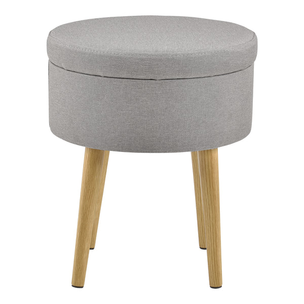 [en.casa]® sofabord - fodskammel - siddemøbel - med opbevaringsplads - 42xØ36cm - tekstil/træ - grå/træ optik