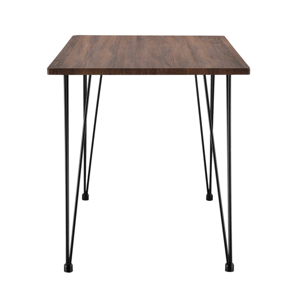 [en.casa]® Elegant spisebord med hårnål ben - 120x70x75cm - pulverlakeret stål - MDF - sort - valnød udseende - plads for 4 personer
