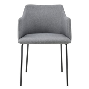 [en.casa] Polstret stol - 76x52x53cm - metal/tekstil - grå/sort