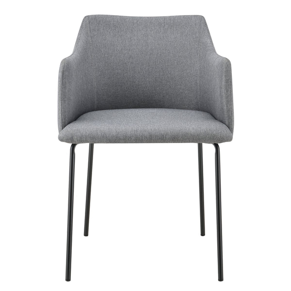 [en.casa] Polstret stol - 76x52x53cm - metal/tekstil - grå/sort