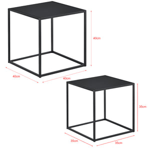 [en.casa]® Sofabord / Sideboard Ulrika sæt med 2-metal-40x40x40cm-35x35x35cm-modstandsdygtig mod ridser-sort-matt