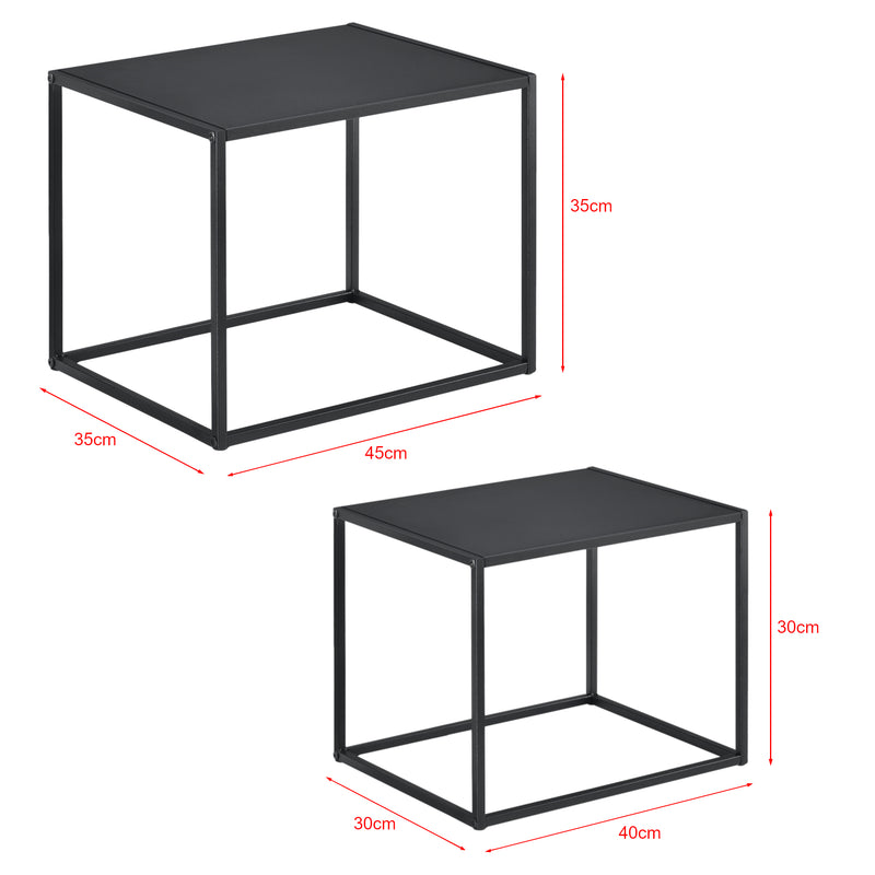 Målskitse [en.casa]® Sofabord / Sideboard Unni sæt med 2-metal-35x45x35cm-30x40x30-modstandsdygtig mod ridser-sort-matt