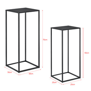 [en.casa]® Sofabord / Sideboard Ulf-sæt med 2-metal-70x30x30cm-60x25x25cm-modstandsdygtig mod ridser-sort-matt