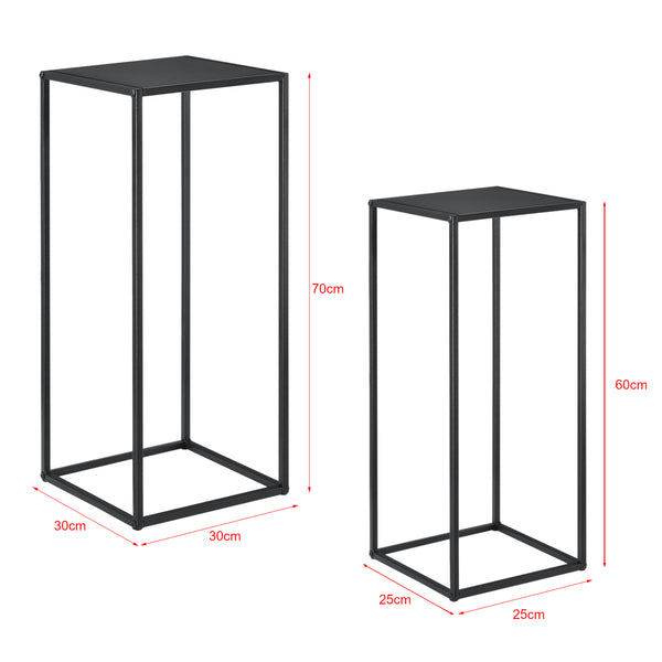 [en.casa]® Sofabord / Sideboard Ulf-sæt med 2-metal-70x30x30cm-60x25x25cm-modstandsdygtig mod ridser-sort-matt
