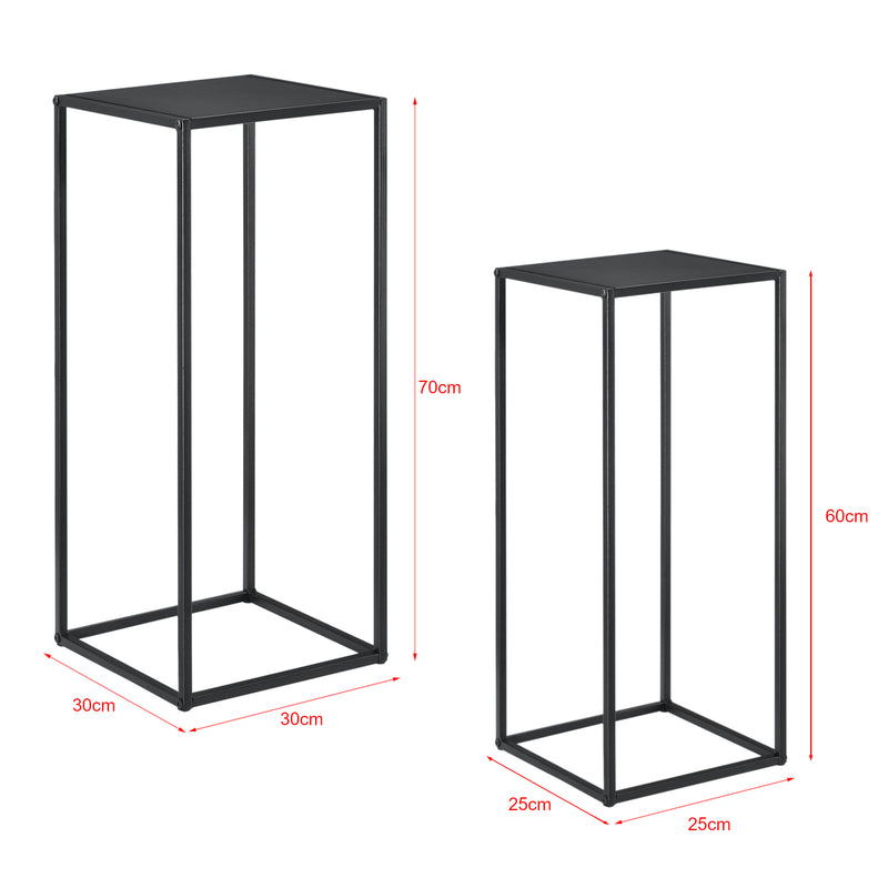 Målskitse [en.casa]® Sofabord / Sideboard Ulf-sæt med 2-metal-70x30x30cm-60x25x25cm-modstandsdygtig mod ridser-sort-matt