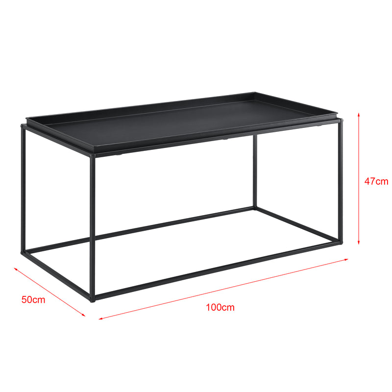 Målskitse [en.casa]® Sofabord / Sideboard Ulla-metal-47x100x50cm-modstandsdygtig mod ridser-sort-matt