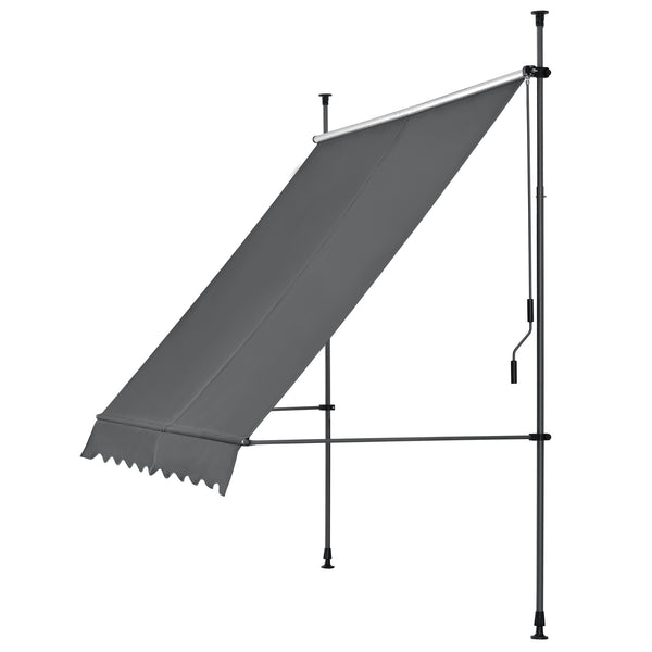 [pro.tec] ® Terrasse markise-uden borepulverbelagt ståljusterbar højde: 200-300 cm-antracit grå-grå-valgt model 