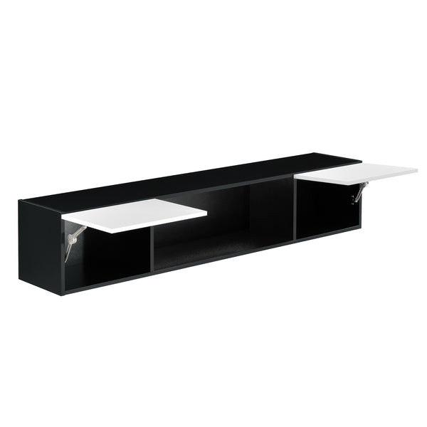 Ophængstavle Thabong 150x30x30 cm med LED-belysning sort/hvid en.casa