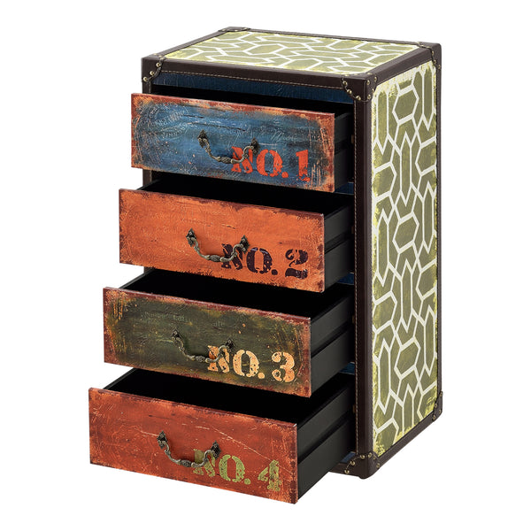 Kommode Geeste 66x40x30 cm med 4 skuffer i kunstlæder Flerfarvet en.casa