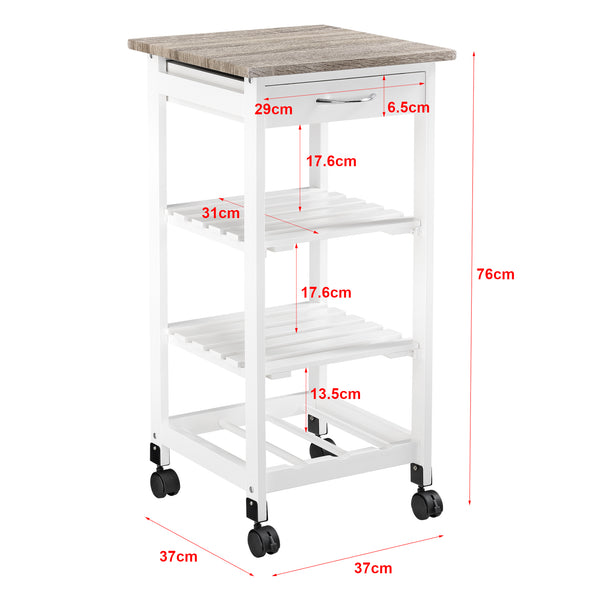 Serveringsvogn Biel 76x37x37 cm Vogn med skuffe MDF træ farver/hvid en.casa