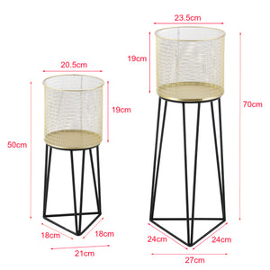 Urtepottestativ Menen 2-delt sort-guld farvet en.casa