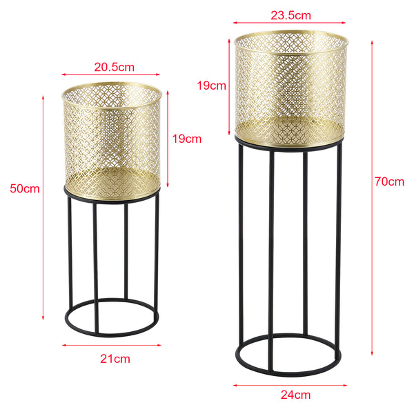 Urtepottestativ Messancy 2-delt sort-guldfarvet en.casa