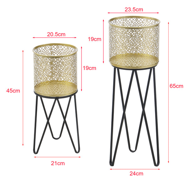 Urtepottestativ Marchin 2-delt sort-guldfarvet en.casa