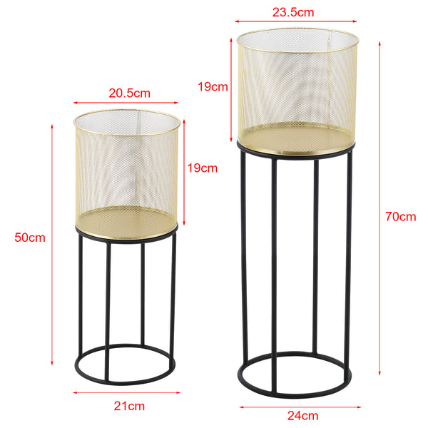 Urtepottestativ Manhay 2-delt sort-guldfarvet en.casa