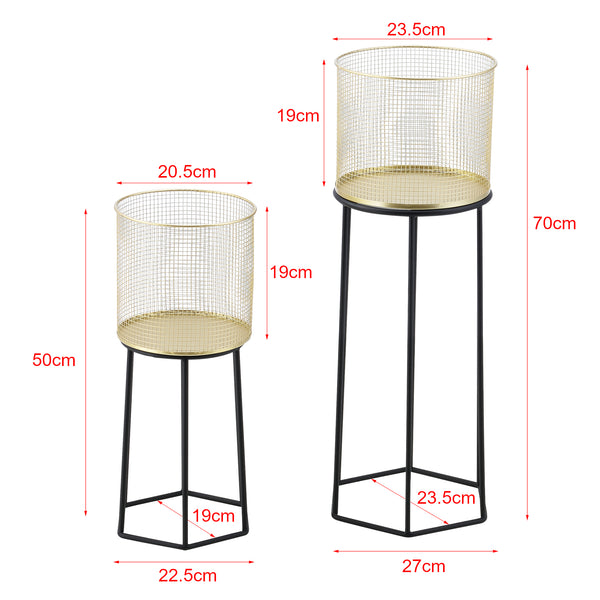 Urtepottestativ Merelbeke 2-delt sort-guld farvet en.casa